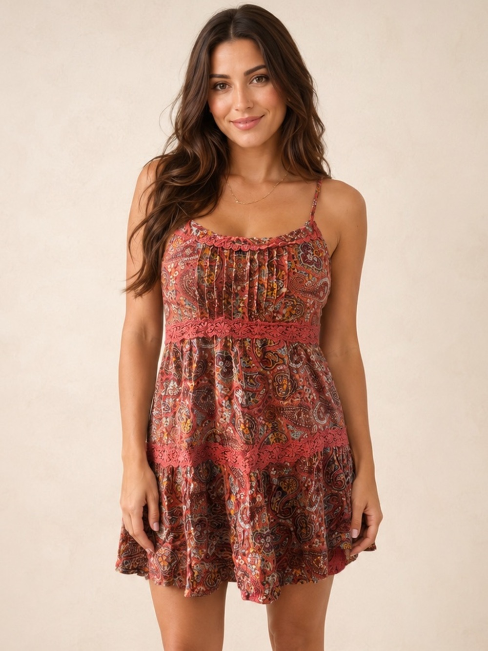 Hollister Boho Paisley Crochet-Trim Sundress - Women’s boho sundress